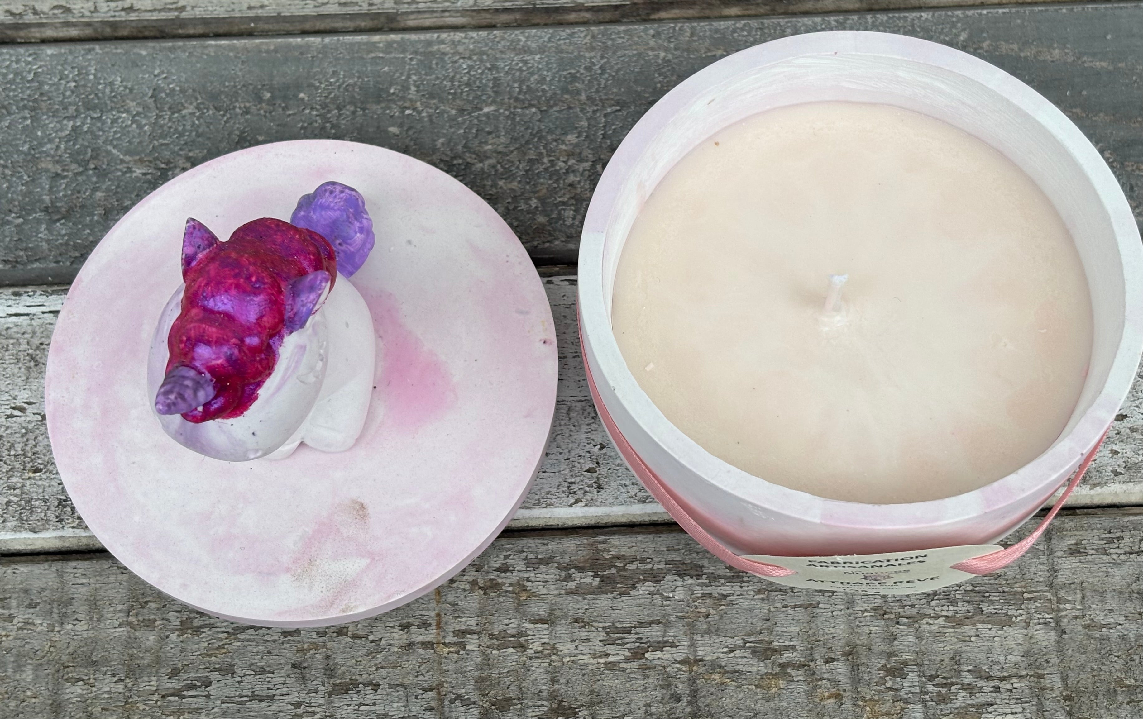 Bougie parfumée "Attrape Rêve" avec sa petite licorne