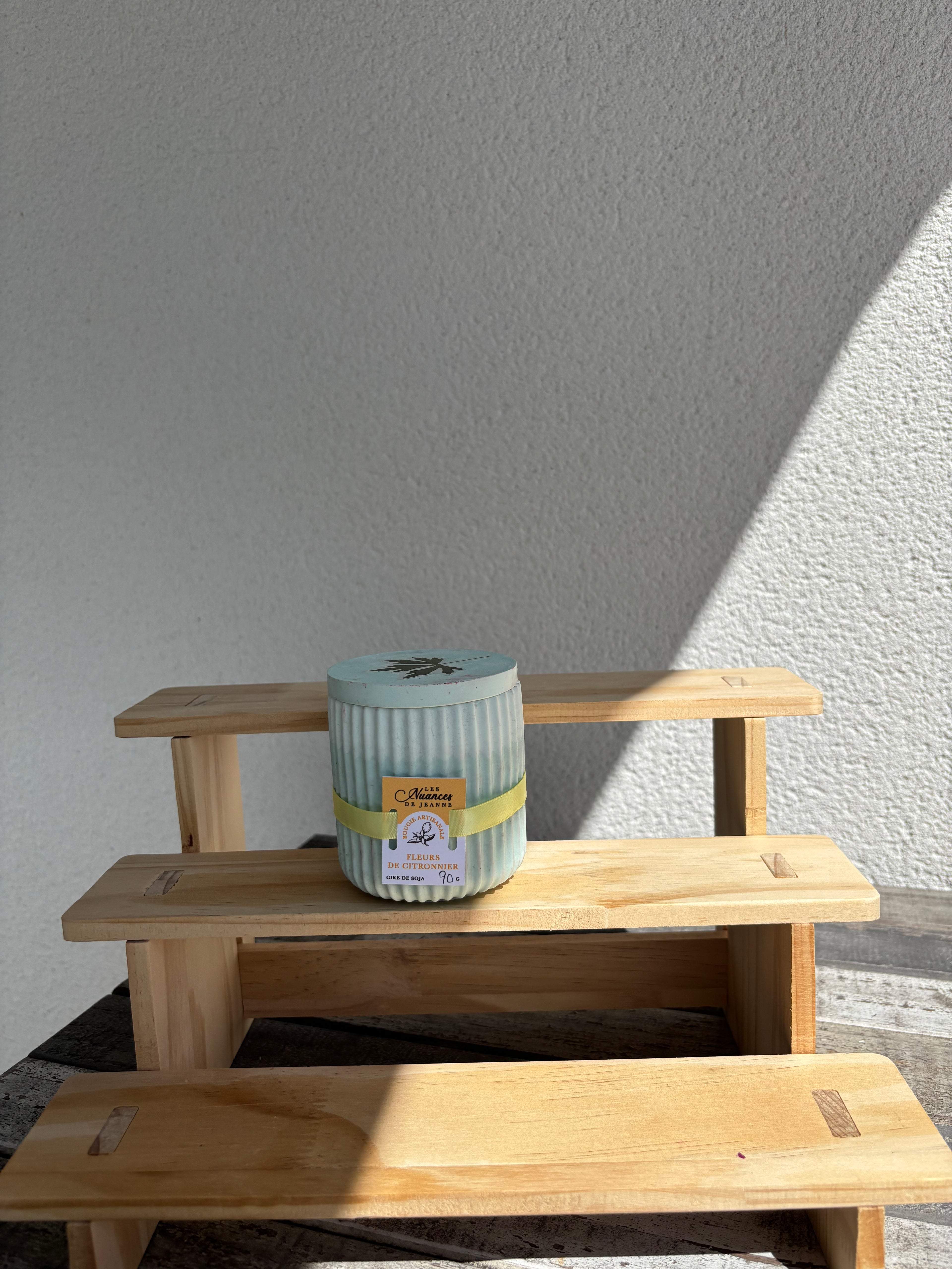 Bougie Cire de Soja « Fleurs de Citronnier » & Couvercle Feuille