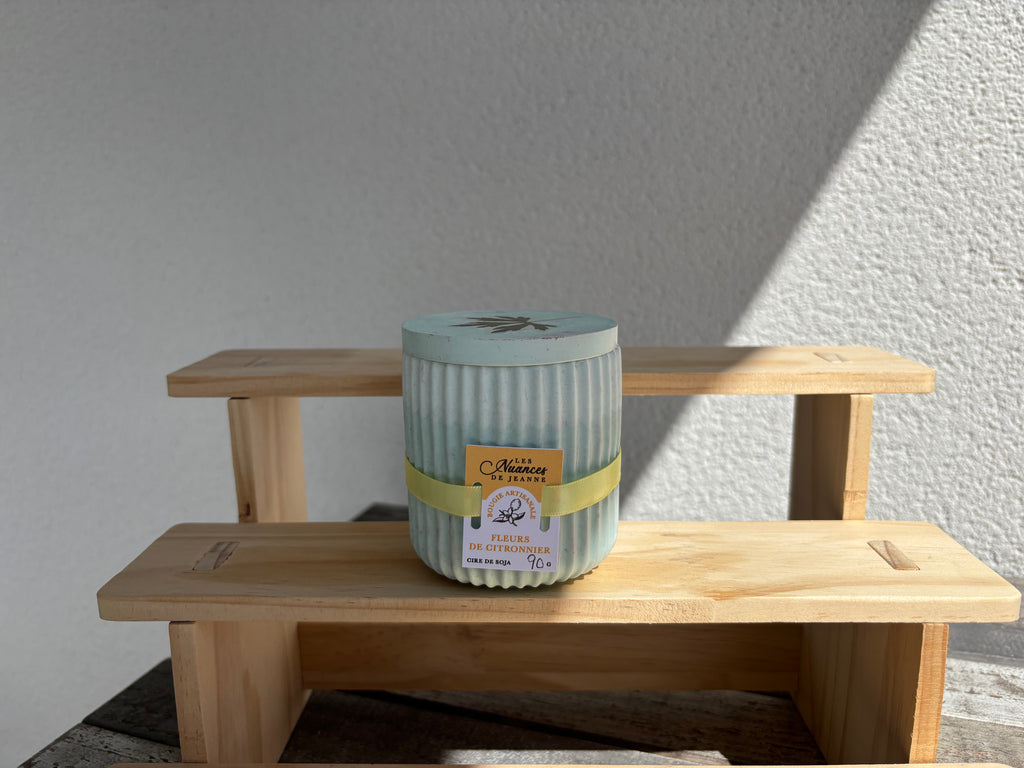 Bougie Cire de Soja « Fleurs de Citronnier » & Couvercle Feuille