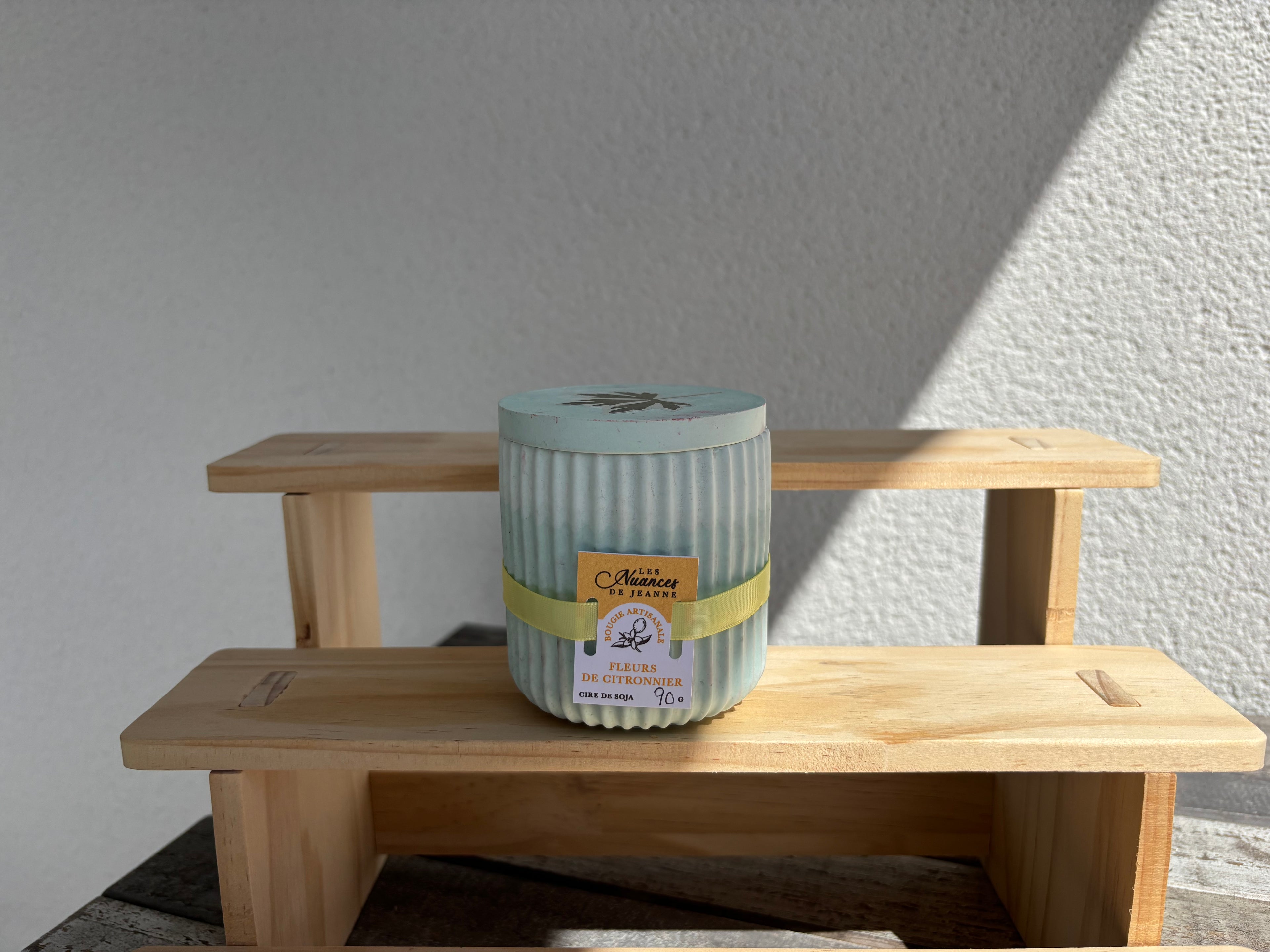 Bougie Cire de Soja « Fleurs de Citronnier » & Couvercle Feuille