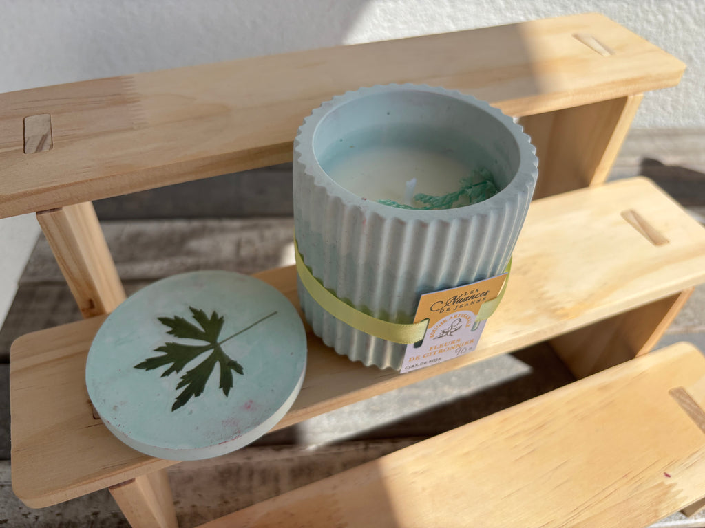 Bougie Cire de Soja « Fleurs de Citronnier » & Couvercle Feuille