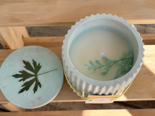 Bougie Cire de Soja « Fleurs de Citronnier » & Couvercle Feuille